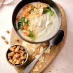 Potage Dubarry, émietté de truite saumonée et amandes effilées • Leslie en Cuisine