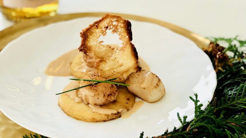 St Jacques flambées au Calvados