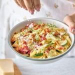 Ditaloni aux baby courgettes et pancetta au poivre • Leslie en Cuisine