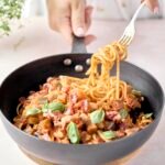 Linguine lardons et aubergine • Leslie en Cuisine