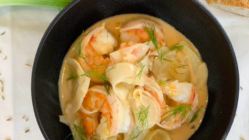 Cassolette de scampi au fenouil et pastis