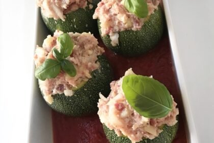 Courgettes farcies au Serrano et parmesan