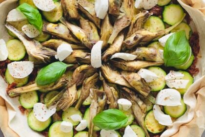 Tarte baby courgette, artichauts et mozzarella • Leslie en Cuisine