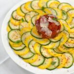 Carpaccio de courgettes vertes & jaunes et tartare de thon mariné