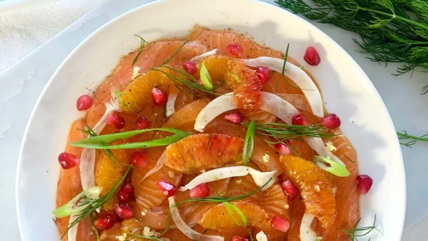 Carpaccio de saumon, fenouil, clémentines ou oranges sanguines • Leslie en Cuisine