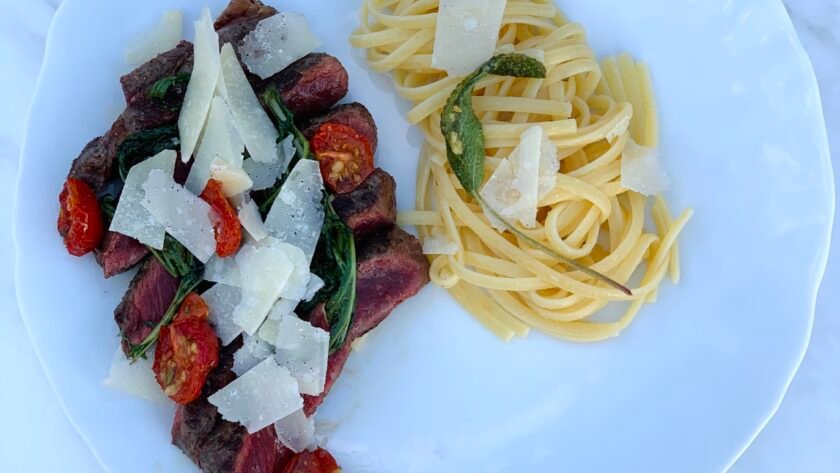 Tagliata de boeuf & ses linguine au beurre de sauge