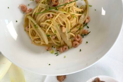 Spaghetti chicons – crevettes grises