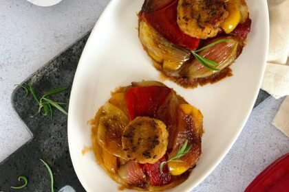 Tartelettes Tatin poivrons, oignons, romarin & Boursin Poivron • Leslie en Cuisine