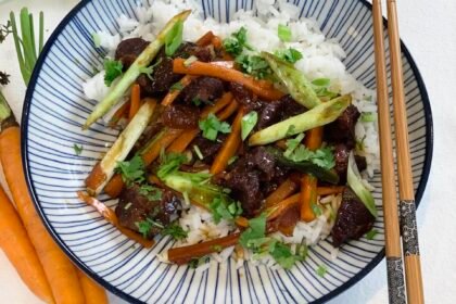 Sauté de porc au caramel - riz - légumes de saison