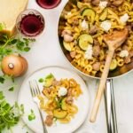 Caserecce à la saucisse, courgette, mozzarella et safran • Leslie en Cuisine