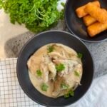Sauté de veau - pleurotes à la crème et croquettes de pomme de terre